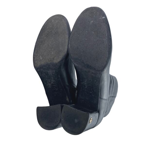 Tory Burch Brooke Womens Black Leather Block Heel Round Toe Zip Ankle Boots 8.5M - Picture 4 of 8